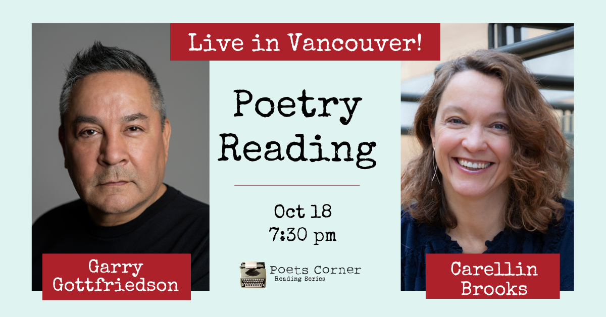 Paid Facebook Ad graphic for a poetry reading with Gary Gottfriedson and Carellin Brooks